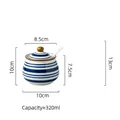 Blue striped ceramic seasoning jar with lid and spoon, 320ml capacity spice container - Annual Ring Seasoning Jar (320ml)