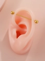 Barra industriale dorata in acciaio inossidabile con terminali a sfera sull'orecchio - Stile Oro (DZ-1049)