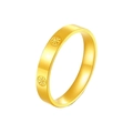 Classic gold titanium steel ring with starburst pattern on a clean white background - Diamond Pattern Wide Gold