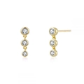 S925 sterling silver gold earrings featuring three vertical graduated zircon crystals - Gold Style 3-Three-Stone Dangle