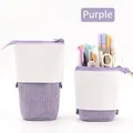 Adjustable purple corduroy telescopic pencil case pouch and desktop pen holder - Corduroy - Purple
