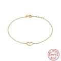 Bracciale a cuore in argento sterling S925 con finitura lucida in oro 18 carati - Cuore Cavo / Oro