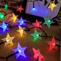 Solar outdoor colorful star-shaped LED string lights for festive garden decoration - Romantic Little Stars (colored)