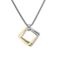 Hip hop geometric square pendant necklace with silver and gold intertwined rings for men - Pendant Only / Gold
