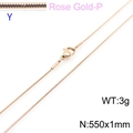 Minimalist rose gold stainless steel snake chain necklace with 1mm width and lobster clasp - Rose Gold 1.0mm Snake Chain (KN203724-Z)
