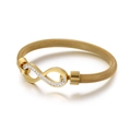 Bracciale in maglia d'acciaio dorato con simbolo dell'infinito e pietre di zircone lucide - Stile B-Stile Infinito con Zirconi (Oro)