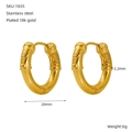 20mm gold-plated stainless steel hoop earrings with vintage texture and 18k finish - Gold (ZE1835G)