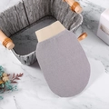Grey-purple exfoliating bath glove with textured scrub surface and elastic wrist cuff - Light Gray