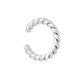 Silver twisted rope ear cuff with minimalist cross design and crossover style - Twisted Rope / Silver
