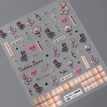 3D embossed teddy bear nail art stickers with bows and stars in pink and brown tones - Little Bear Friends - New Relief (TS-3411)