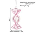 Pink candy-shaped PVC Christmas ornament with glitter stripes and silver string - Electroplated Pink Small Striped Candy
