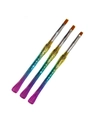 Set of 3 mermaid nail art brushes with gradient fish scale handles and fine liner tips - Gradient Flat Head Nail Brush / 3pcs