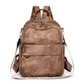 Zaino da viaggio marrone vintage con tasche con zip e spallacci regolabili per donna - Marrone