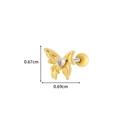 Golden butterfly ear stud with heart zircon and cross charm, size 0.69cm x 0.67cm - 6# Gold (Butterfly Shape)