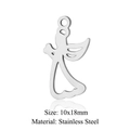 Ciondolo angelo cupido in acciaio inossidabile argento con ali traforate 10x18mm - Angelo Profilo Argento-10x18mm