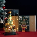 Carillon albero di Natale in mattoncini fai-da-te con luci LED e base rotante - Carillon albero di Natale con luci LED e custodia