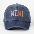 Gorra de béisbol de mezclilla lavada azul marino con bordado MIMI colorido y vibrante - Talla única / Azul marino