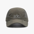 Army green foldable outdoor sports cap with breathable mesh and mountain logo - Adjustable / Army Green