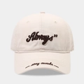 Gorra de béisbol de algodón beige con bordados Always y Stay Awake de estilo minimal - Ajustable / Beige