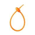 Adjustable orange silicone cable tie with beaded design for versatile organization - Orange