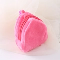 Pink plush coin purse keychain featuring a triangular shape and soft fuzzy texture - Rose Red