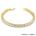Lujosa pulsera tenis de 6mm bañada en oro con circonitas redondas y cierre plegable - Dorado (6mm)