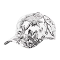 Détail du motif floral à l'encre et de la texture d'une casquette de baseball chic - Taille Unique(Réglable) / Blanc Cassé
