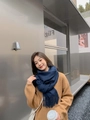 Solid blue cashmere wool blend scarf for women with elegant tassels for winter warmth - Vintage Blue