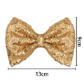 Golden sequin bow accessory for hair or clothing decoration, size 13cm by 9cm - 13x9cm / Gold