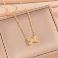 18K gold plated stainless steel necklace featuring a crystal-embellished cross pendant - Gold X-Shape Pendant Necklace