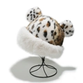 Gorro de piel sintética con estampado de leopardo y orejas en soporte metálico - M / Estampado de leopardo marrón-negro (B)