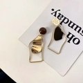 Orecchini vintage a testa di leone in metallo dorato con resina asimmetrica - 14# Perno Argento - Geometrico Asimmetrico Oro