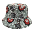 Gros plan du bob à imprimé floral avec motifs bohèmes et texture de tissu de qualité - M (56-58cm) / Rouge