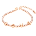 Rose gold LOVE letter tennis bracelet with clear zircon stones and lobster clasp closure - LOVE Bracelet - Rose Gold Color