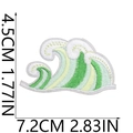 Macro detail of wave embroidery patch with dimensions 7.2cm by 4.5cm on white background - Style 3 (Light Yellow Gradient Wave)