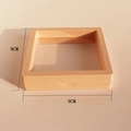 9x9cm beige floating frame jewelry display box with transparent PE film and push button - Large 9x9cm / Pink