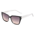 Fashionable oversized cat-eye sunglasses with black frame and purple-pink gradient lenses - C4 Black Frame Gradient Purple Lenses