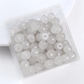 White cylindrical barrel glass beads stored in a clear square organizer box - Barrel Bead 8x6mm / Gray