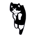 Funny cartoon black and white cat drinking coffee creative alloy enamel brooch badge - Black and White Hanging Cat