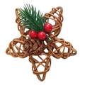 Handcrafted star-shaped rattan Christmas ornament with pine needles and red berries decoration - 8CM Pine Needle Star 1pc
