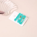 Lot de 3 barrettes en résine vert marbré avec pinces bec de canard en métal doré - Vert (Ensemble de 3 pièces)