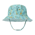 Détail de la jugulaire ajustable et motif girafe sur ce chapeau solaire enfant - Girafe
