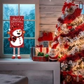 Hanging Christmas snowman banner with Merry Christmas text and red plaid hat decor - Snowman / Red/Black Plaid