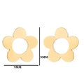 Detailed view of 9mm gold-plated stainless steel flower stud earrings with dimensions - 309 Flower / Gold