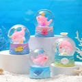 Pink dolphin crystal balls with crown and octopus details on colorful wave bases - 25-65-19# (lights + Snowflakes)