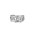 Minimalist silver geometric woven stainless steel ring with a smooth metallic finish - Silver Geometric Weave