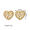 French style openwork heart stud earrings in 18k gold plated titanium steel with measurements - Gold (Heart Shape)