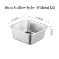 Square stainless steel food container 15.5x15.5x6.3cm without lid silver finish - 201 Square Large (No Lid/16cm)