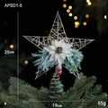 Golden mesh Christmas star topper with berries and pine cones, 25cm festive decoration - 19x25cm/65g