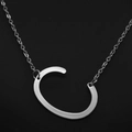 Elegant silver polished stainless steel necklace with a minimalist letter C pendant charm - White Letter C